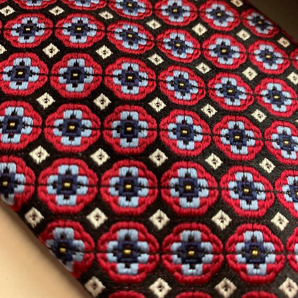 La Vita Di Moda  Silk Red and Blue Mens Tie - Picture 2 of 7